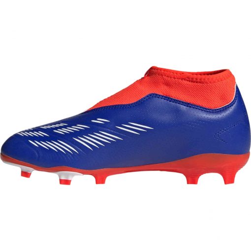 Kids adidas Predator Laceless League FG - Lucid Blue & Ftwr White with Solar Red - Image 2