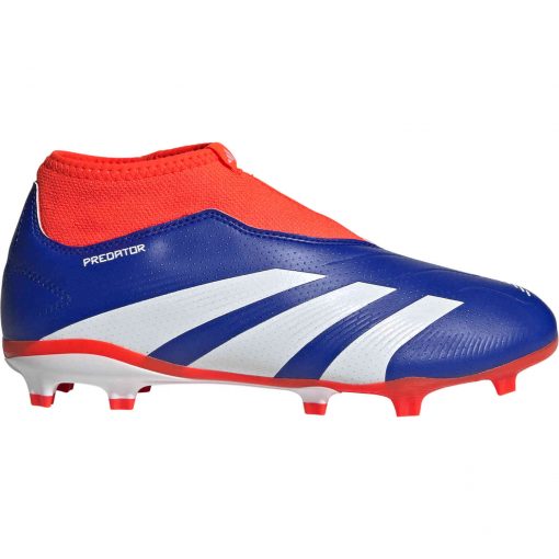 Kids adidas Predator Laceless League FG - Lucid Blue & Ftwr White with Solar Red - Image 3