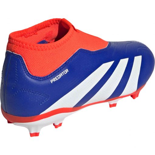 Kids adidas Predator Laceless League FG - Lucid Blue & Ftwr White with Solar Red - Image 4