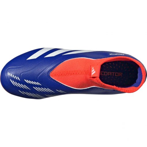 Kids adidas Predator Laceless League FG - Lucid Blue & Ftwr White with Solar Red - Image 5