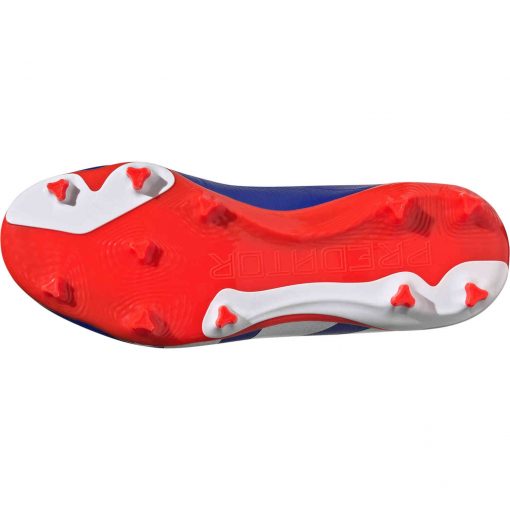 Kids adidas Predator Laceless League FG - Lucid Blue & Ftwr White with Solar Red - Image 6