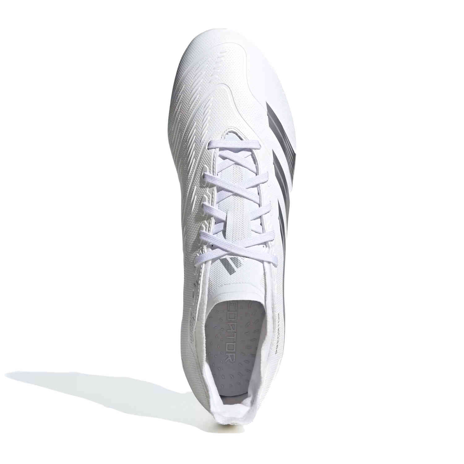 Kids adidas Predator Low League FG Firm Ground Soccer Cleats White Silver Metallic Soccer Master