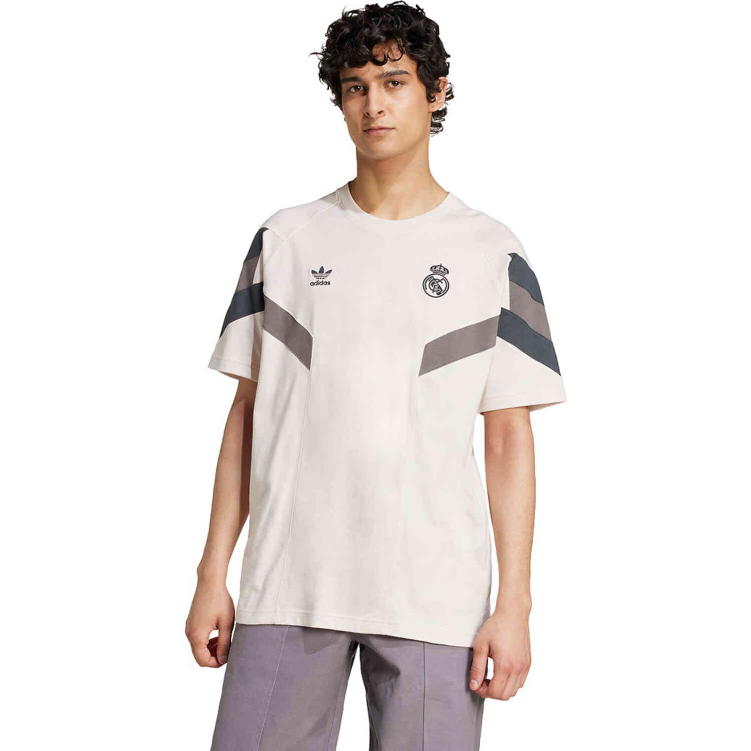 Adidas Real Madrid Originals T shirt Putty Mauve Dark Grey Soccer Master