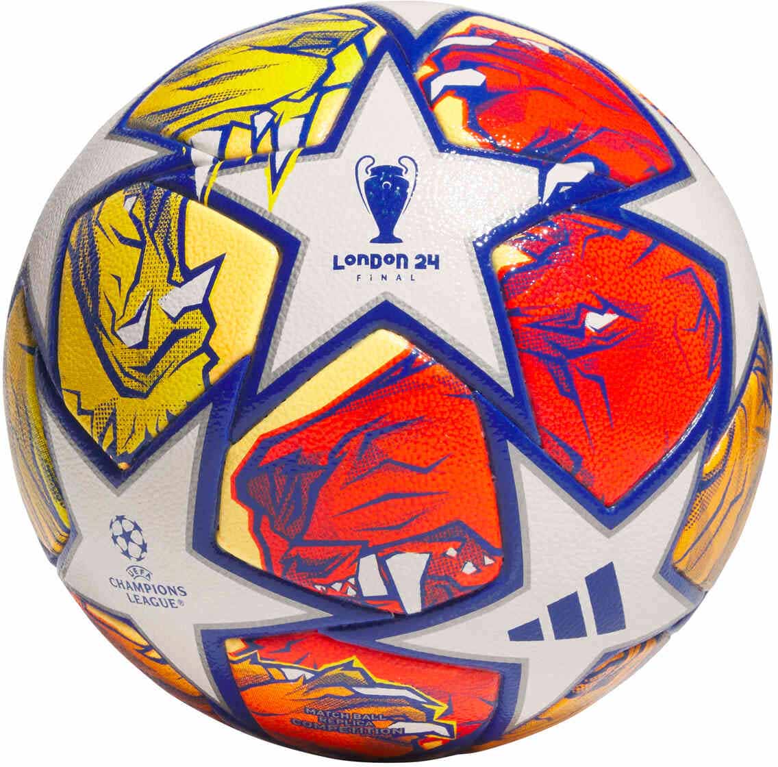 adidas UCL Competition Soccer Ball White Glory Blue with Flash Orange