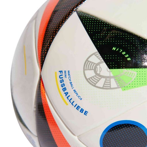 adidas UEFA EURO 2024 Mini Soccer Ball - White, Black & GloBlu - Image 4