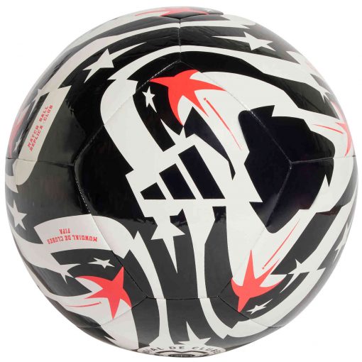 adidas FIFA CWC Training Soccer Ball - White & Black with Lucid Red - Image 2