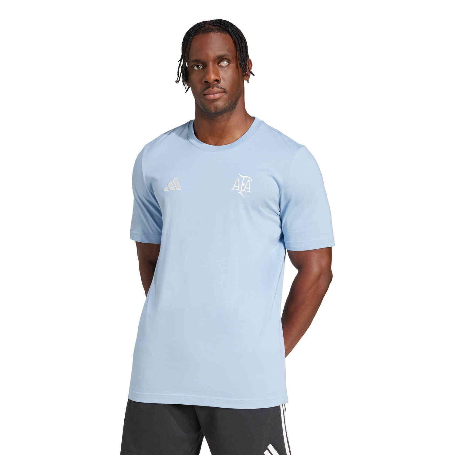 Adidas white blue t shirt sales