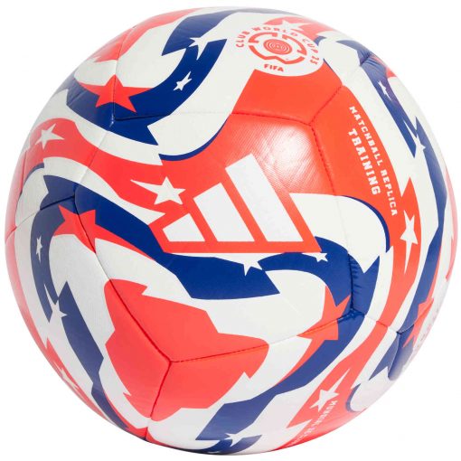 adidas FIFA CWC Training Soccer Ball - White & Lucid Red with Blue - Image 2