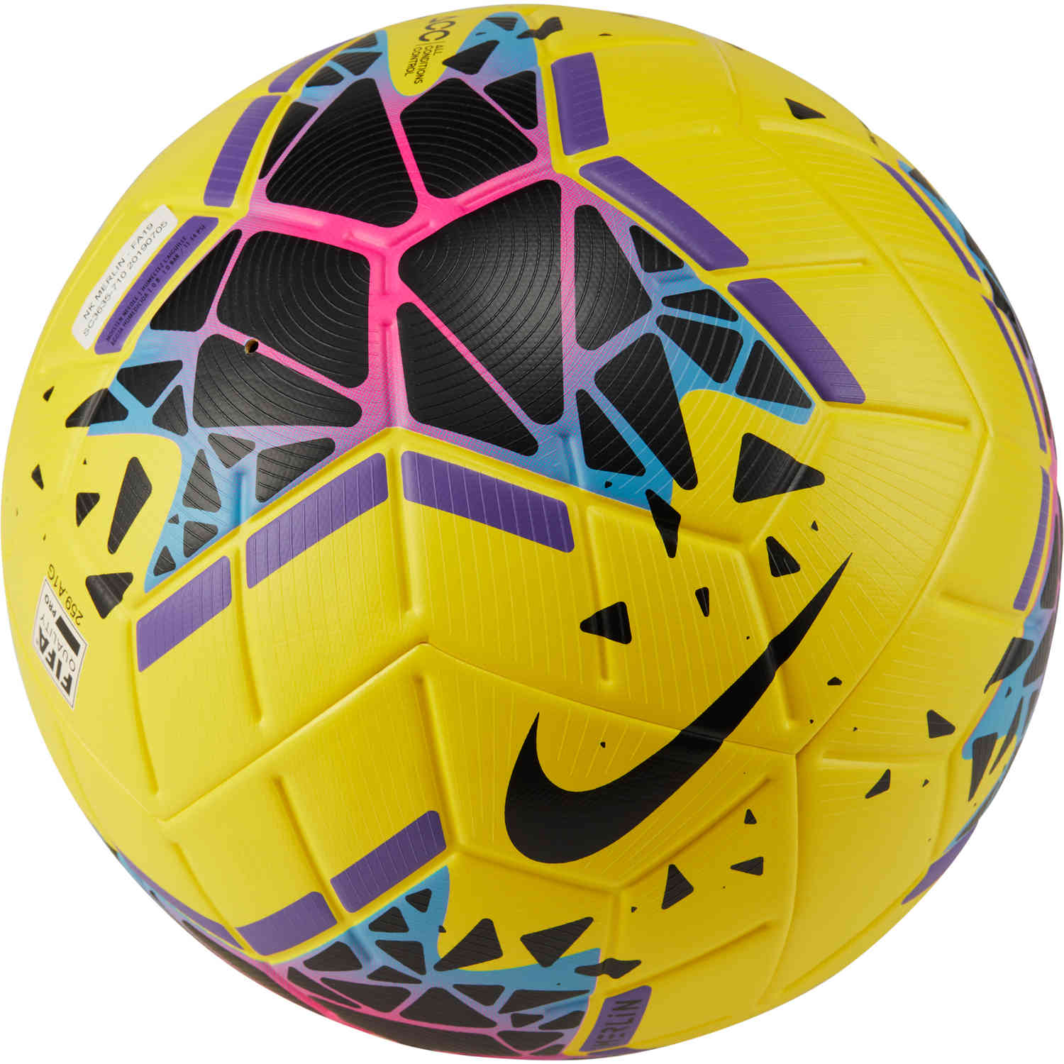 Nike Merlin Soccer Ball - Yellow & Black with Purple - Soccer