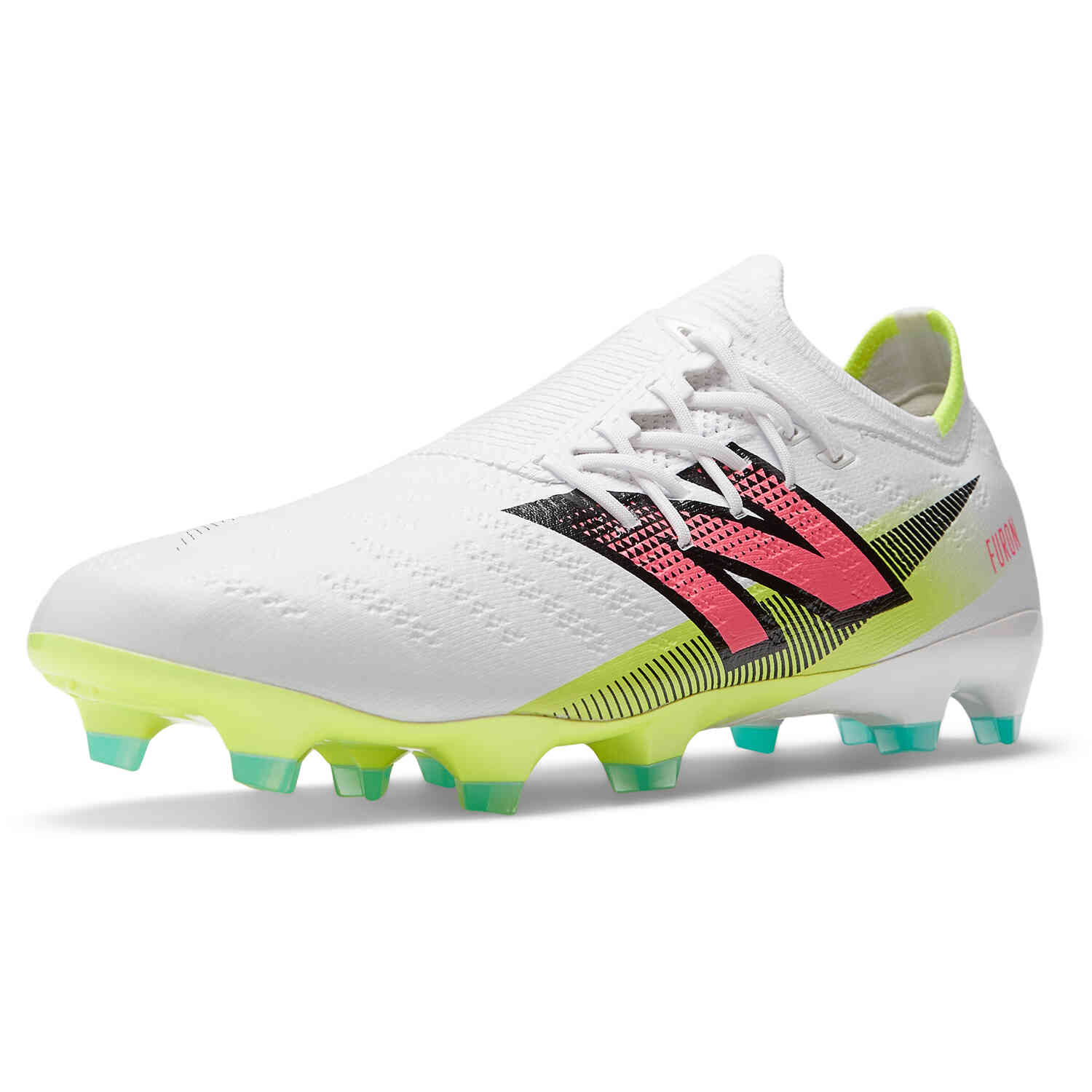 New Balance Furon V7 Pro FG Firm Ground White Hi Lite with Neon Pink with Black