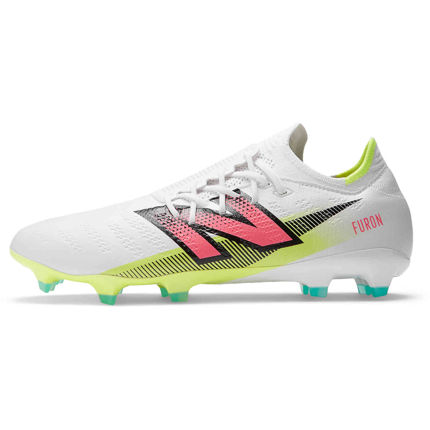 New Balance Furon V7 Pro FG Firm Ground White Hi Lite with Neon Pink with Black Soccer Master