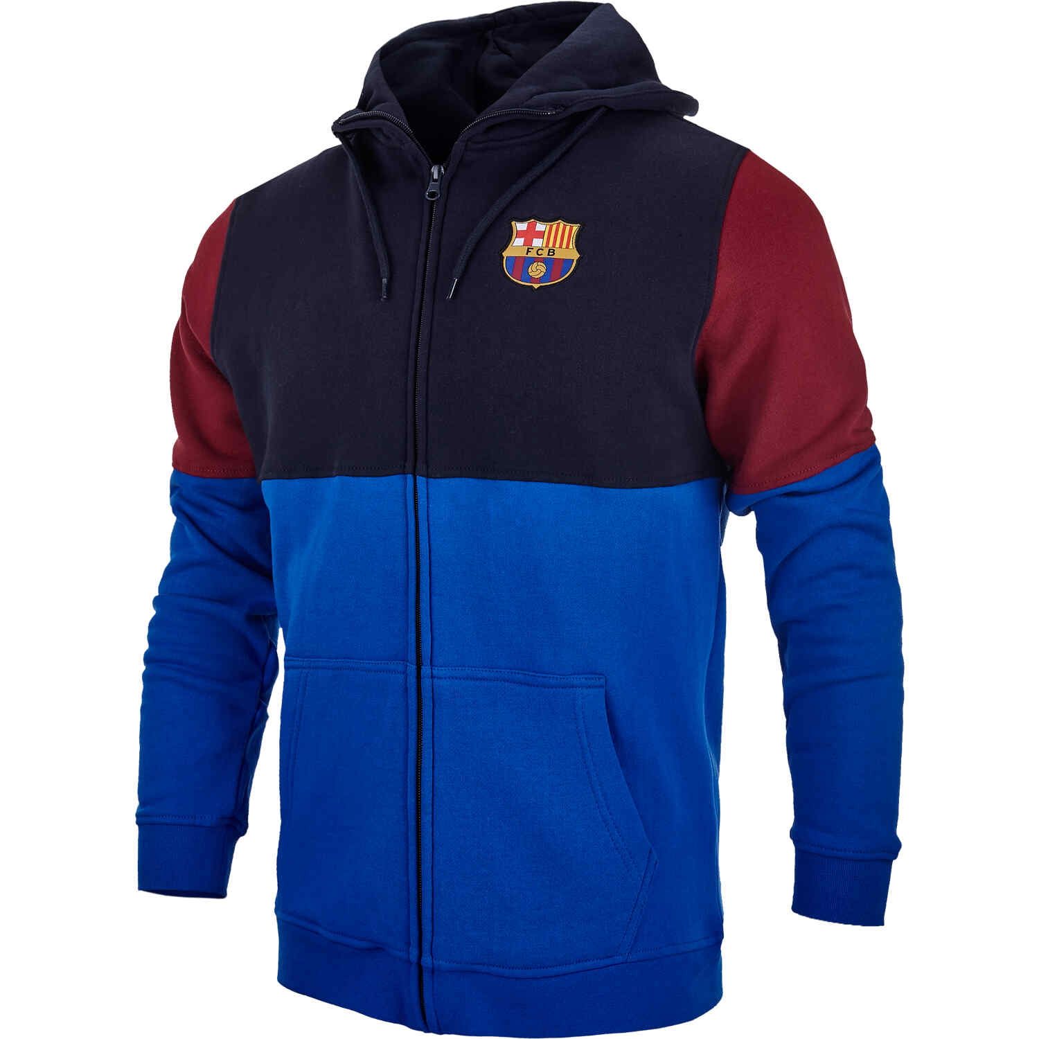 Kids Barcelona Color Block Full zip Hoodie Reflex Blue Soccer